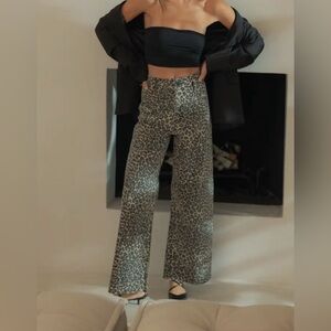 Stylish Leopard Print Wide-Leg Pants
